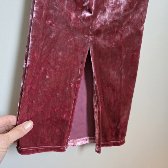 Urban Renewal Velvet Mauve Flare Sz L Large 70s Center Slit Festival Pants - Picture 4 of 12